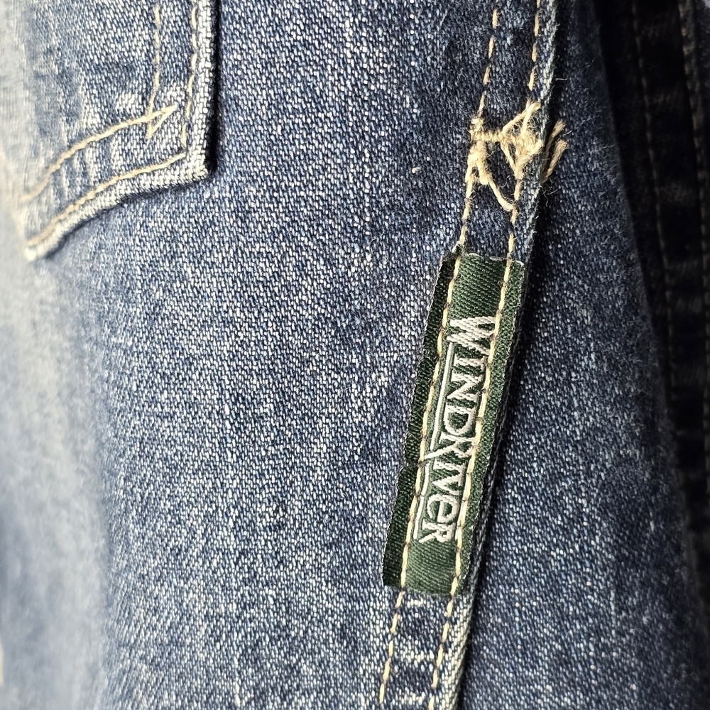 VintageWindRiver Men's Denim Jacket with Tan Corduroy Collar Size S Or Women's M - Picture 4 of 13